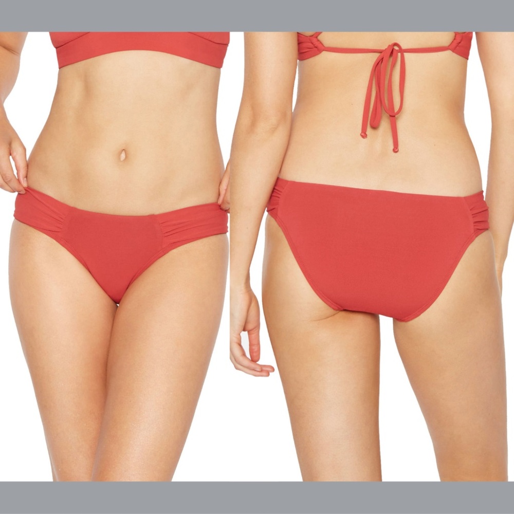 NWT $74 Robin Piccone Ava Tab Side Bikini‎ Bottoms in Auburn [SZ Small ]